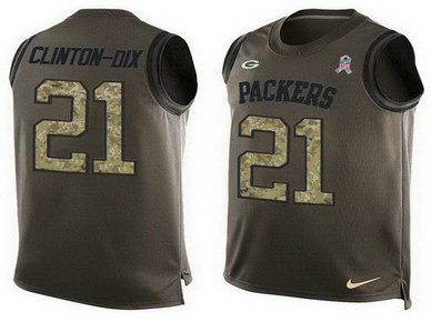 Nike Packers 21 Clinton Dix Olive Green Player Name & Number Tank Top