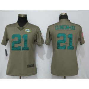 Nike Packers 21 Haha Clinton-Dix Olive 2017 Salute To Service Limited Women Jersey