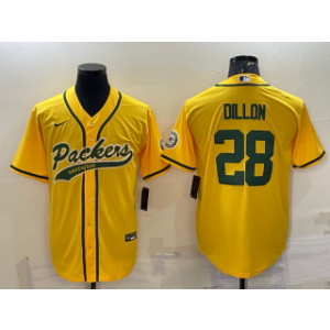 Nike Packers 28 A.J. Dillon Gold With Patch Vapor Baseball Limited Men Jersey