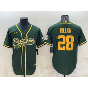 Nike Packers 28 A.J. Dillon Green Gold With Patch Vapor Baseball Limited Men Jersey