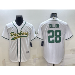 Nike Packers 28 A.J. Dillon White With Patch Vapor Baseball Limited Men Jersey