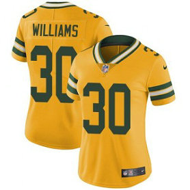 Nike Packers 30 Jamaal Williams Yellow Vapor Untouchable Limited Women Jersey