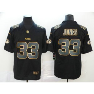 Nike Packers 33 Aaron Jones Black Gold Limited Men Jersey