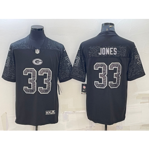 Nike Packers 33 Aaron Jones Black Reflective Vapor Limited Men Jersey