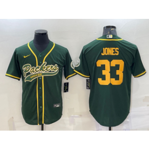 Nike Packers 33 Aaron Jones Green Gold With Patch Vapor Baseball Limited Men Jersey