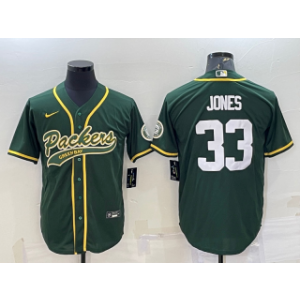 Nike Packers 33 Aaron Jones Green With Patch Vapor Baseball Limited Men Jersey