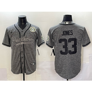 Nike Packers 33 Jones Grey Baseball Vapor Limited Men Jersey