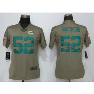 Nike Packers 52 Clay Matthews Olive 2017 Salute To Service Limited Women Jersey
