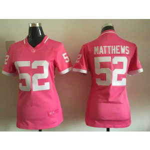 Nike Packers 52 Clay Matthews Pink Bubble Gum Women Jersey
