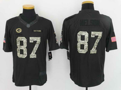 Nike Packers 87 Jordy Nelson Anthracite Salute To Service Limited Jersey