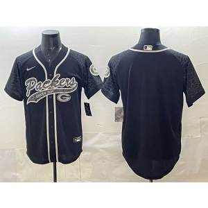 Nike Packers Blank Black Baseball Vapor Limited Men Jersey
