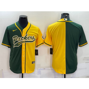 Nike Packers Blank Yellow Green Split Vapor Baseball Limited Men Jersey