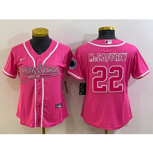 Nike Panthers 22 Christian McCaffrey Pink Vapor Baseball Limited Women Jersey