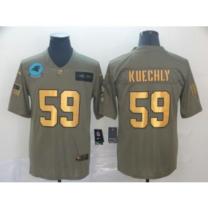 Nike Panthers 59 Luke Kuechly 2019 Olive Gold Salute To Service Limited Men Jersey