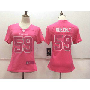 Nike Panthers 59 Luke Kuechly Pink Stitched NFL Limited Rush Fashion Women Jersey
