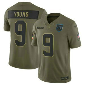 Nike Panthers 9 Bryce Young Olive 2025 Salute to Service F.U.S.E. Vapor Limited Men Jersey