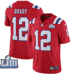 Nike Patriots #12 Tom Brady Red 2019 Super Bowl LIII Vapor Untouchable Limited Jersey