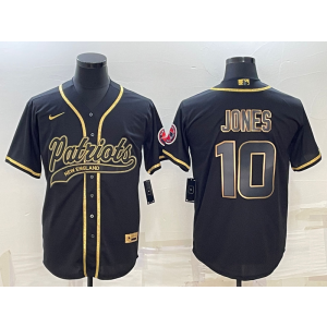 Nike Patriots 10 Jones Black Gold Vapor Baseball Limited Men Jersey