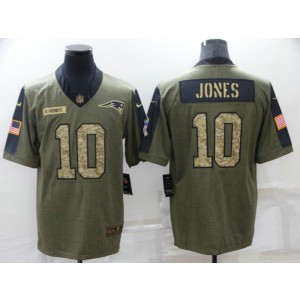 Nike Patriots 10 Mac Jones 2021 Olive Camo Salute To Service Limited Men Jersey