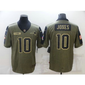Nike Patriots 10 Mac Jones 2021 Olive Salute To Service Limited Men Jersey