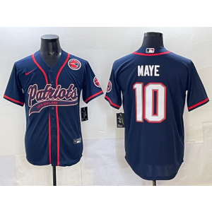 Nike Patriots 10 Maye Navy Baseball Vapor Limited Men Jersey