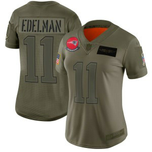 Nike Patriots 11 Julian Edelman 2019 Olive Salute To Service Limited Women Jersey(Run Small)
