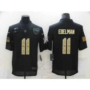 Nike Patriots 11 Julian Edelman 2020 Black Camo Salute To Service Limited Men Jersey
