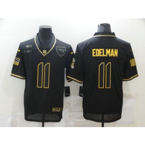 Nike Patriots 11 Julian Edelman 2020 Black Gold Salute To Service Limited Men Jersey