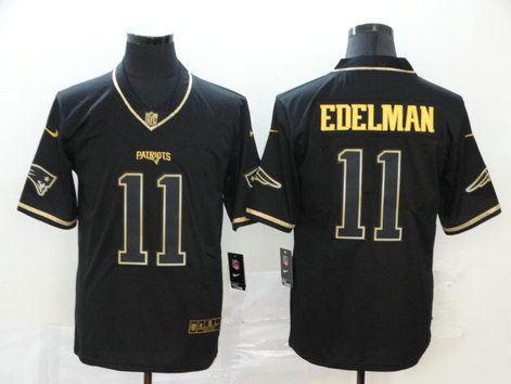 Nike Patriots 11 Julian Edelman Black Gold Throwback Vapor Untouchable Limited Jersey