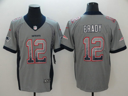 Nike Patriots 12 Tom Brady Gray Drift Fashion Limited Jersey