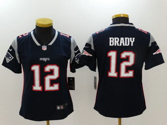 Nike Patriots 12 Tom Brady Navy Women Vapor Untouchable Player Limited Jersey