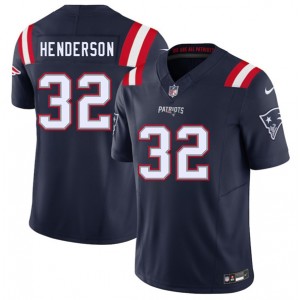 Nike Patriots 32 TreVeyon Henderson Navy 2025 Draft F.U.S.E. Vapor Limited Men Jersey