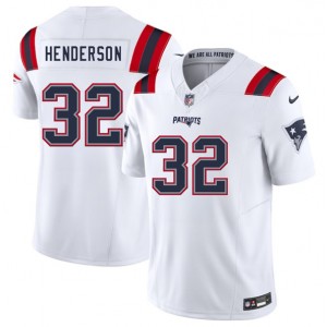 Nike Patriots 32 TreVeyon Henderson White 2025 Draft F.U.S.E. Vapor Limited Men Jersey