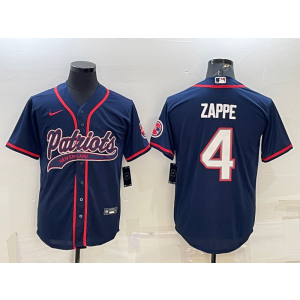 Nike Patriots 4 Bailey Zappe Navy Vapor Baseball Limited Men Jersey