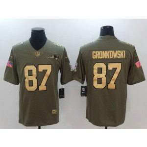 Nike Patriots 87 Rob Gronkowski Olive Gold Salute To Service Limited Men Jersey