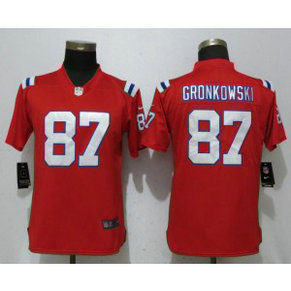 Nike Patriots 87 Rob Gronkowski Red Vapor Untouchable Limited Women Jersey