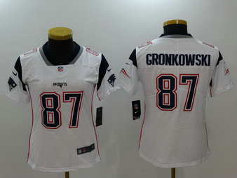 Nike Patriots 87 Rob Gronkowski White Women Vapor Untouchable Player Limited Jersey