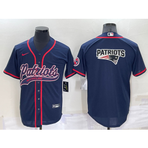 Nike Patriots Blank Navy Vapor Baseball Logo Limited Men Jersey