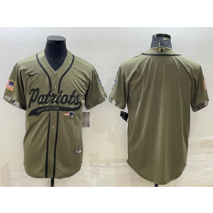 Nike Patriots Blank Olive 2022 Salute To Service Baseball Limited Men Jersey