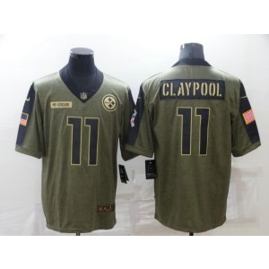 Nike Pittsburgh Steelers 11 Chase Claypool 2021 Olive Salute To Service Limited Men Jersey