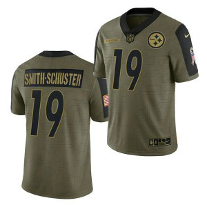 Nike Pittsburgh Steelers 19 JuJu Smith-Schuster 2021 Olive Salute To Service Limited Men Jersey