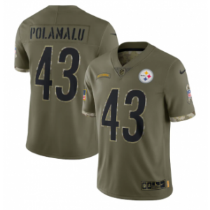 Nike Pittsburgh Steelers 43 Troy Polamalu Olive 2022 Salute To Service Limited Men Jersey