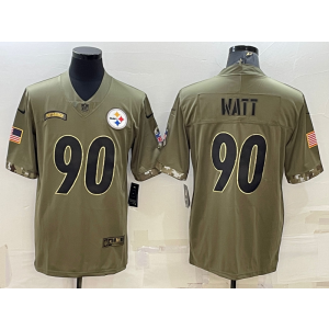 Nike Pittsburgh Steelers 90 T. J. Watt Olive 2022 Salute To Service Limited Men Jersey