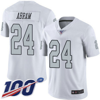 Nike Raiders #24 Johnathan Abram White Men's Stitched NFL Limited Rush 100th Season Jersey