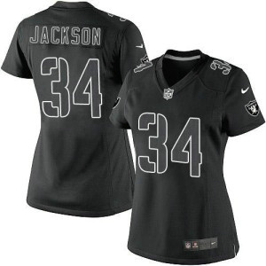 Nike Raiders #34 Bo Jackson Black Impact Women's Embroidered NFL Limited Jersey