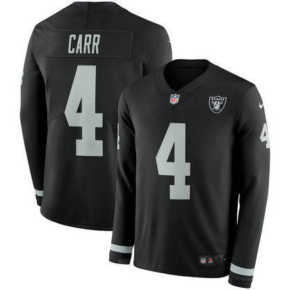 Nike Raiders #4 Derek Carr Black Long Sleeve Limited Jersey