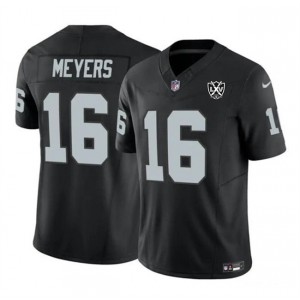 Nike Raiders 16 Jakobi Meyers Black 65th Anniversary Patch F.U.S.E. Vapor Limited Men Jersey