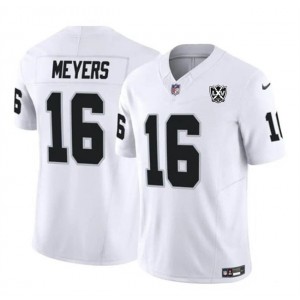 Nike Raiders 16 Jakobi Meyers White 65th Anniversary Patch F.U.S.E. Vapor Limited Men Jersey