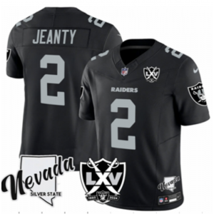 Nike Raiders 2 Ashton Jeanty Black F.U.S.E. Vapor Limited Men Jersey with 65th Patch