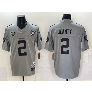 Nike Raiders 2 Ashton Jeanty Grey F.U.S.E. Vapor Limited Men Jersey with 65th Patch